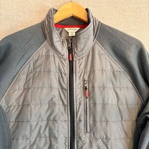 ORVIS Mens Quilted Fleece Jacket Gray Full Zip Casual Outdoor XL